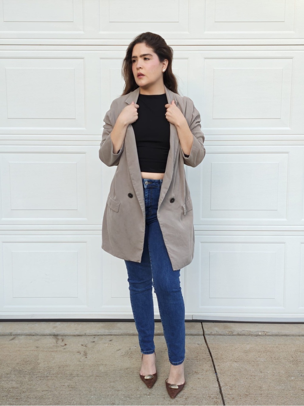 Zara Grey Oversized Double Breasted Blazer - Picture 3 of 8